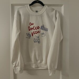 La Dolce Vita White Heavy Blend Sweatshirt SZ small